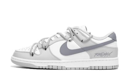 Custom Dunk Shoes White Gray Race Max