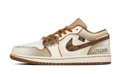Custom Jordan Shoes Beige Brown Freedom Spirit