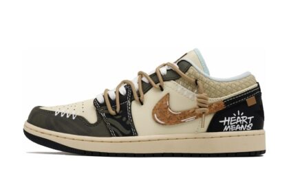 Custom Jordan Shoes Beige Brown Heart Means