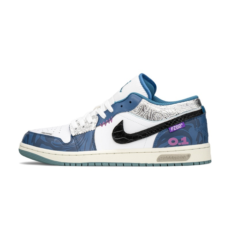 Custom Jordan Shoes Blue Purple Cyberpunk Style