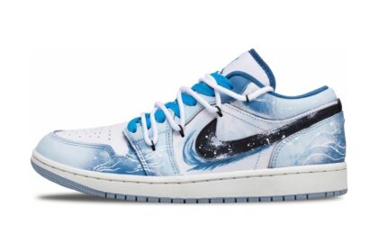 Custom Jordan Shoes Blue White Cool Wave