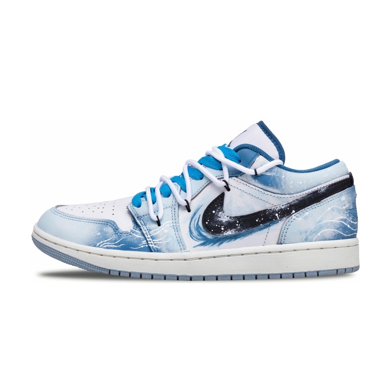 Custom Jordan Shoes Blue White Cool Wave