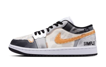 Custom Jordan Shoes Gray Orange Camo Fusion