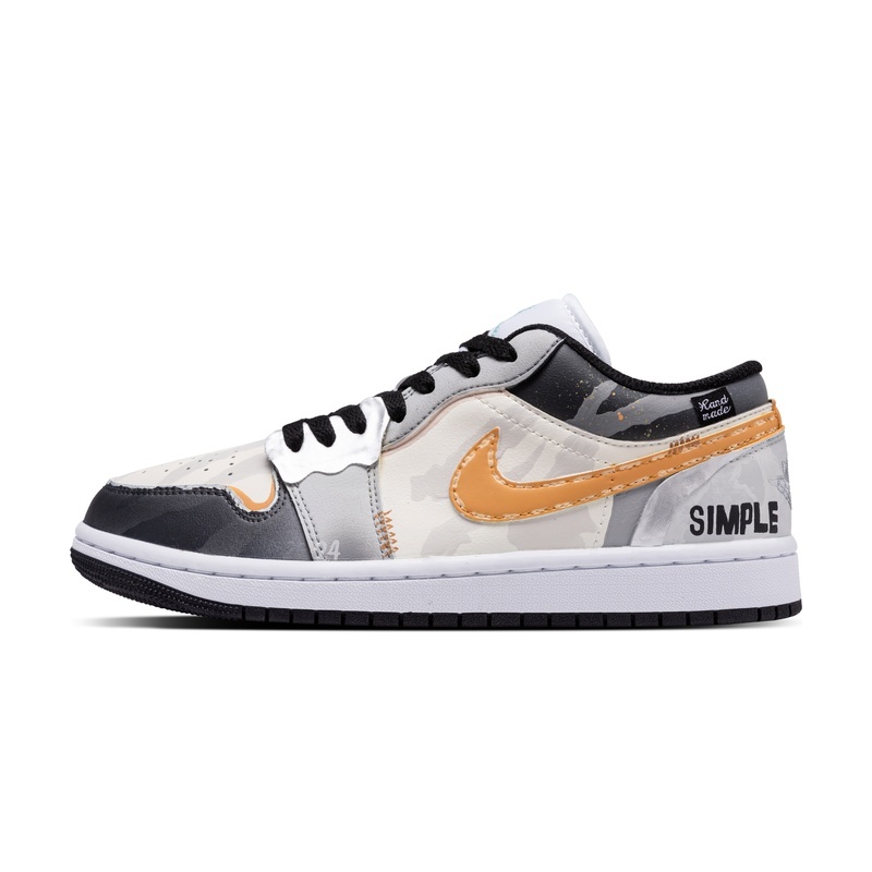 Custom Jordan Shoes Gray Orange Camo Fusion