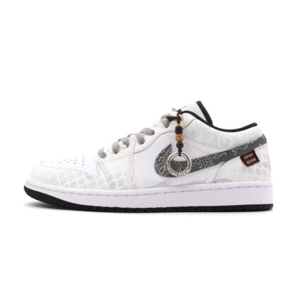 Custom Jordan Shoes Gray Silver Dragon Scale