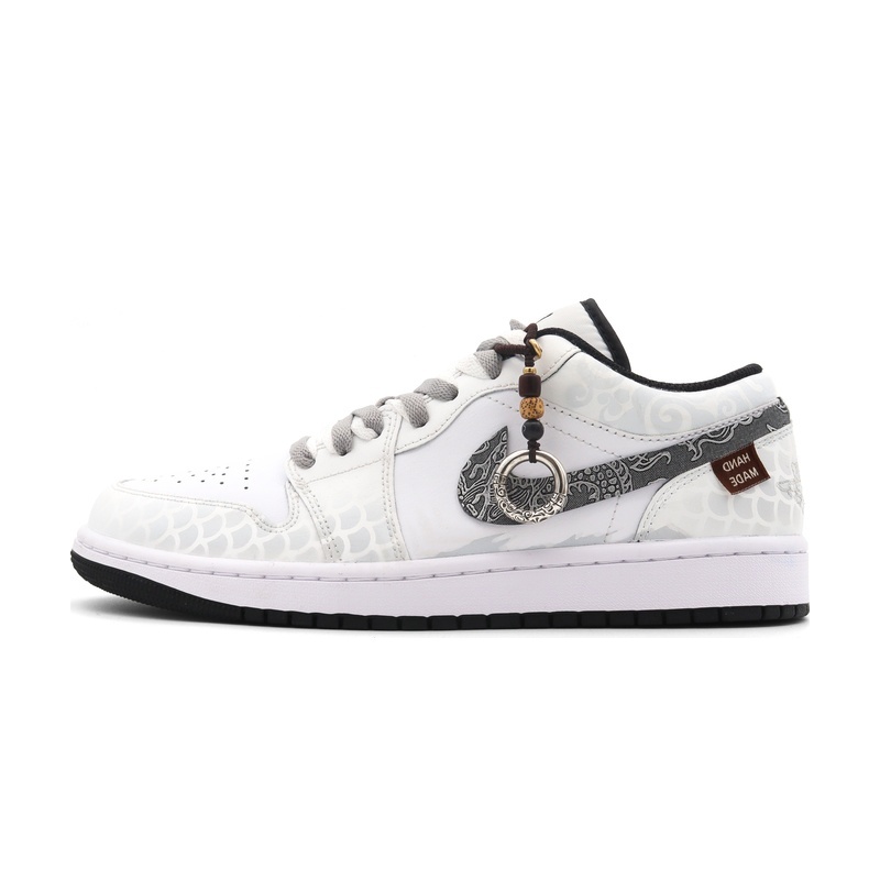 Custom Jordan Shoes Gray Silver Dragon Scale