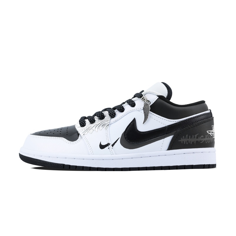 Custom Jordan Shoes White Black Devil Wings