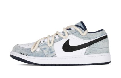 Custom Jordan Shoes White Blue Denim Street