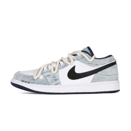 Custom Jordan Shoes White Blue Denim Street