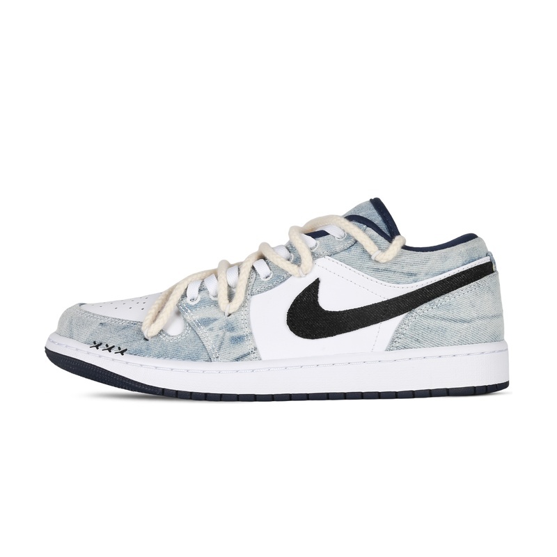 Custom Jordan Shoes White Blue Denim Street